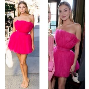 Bronx and Banco Anna Strapless Tulle Pink Mini Dress Size Large